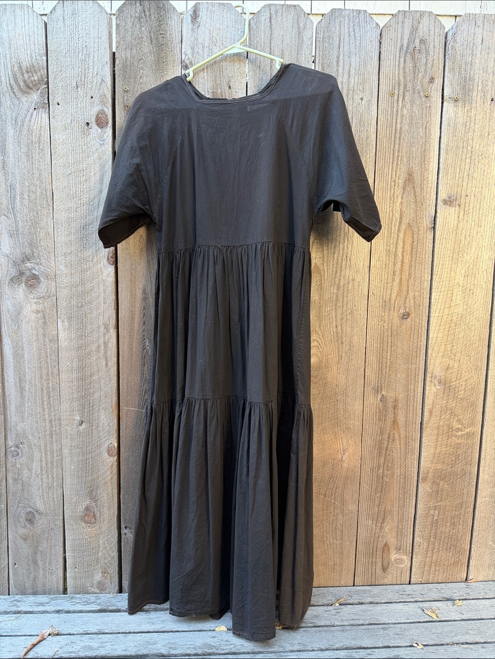 Christy Dawn Black Maxi Tiered Short-Sleeve Dress